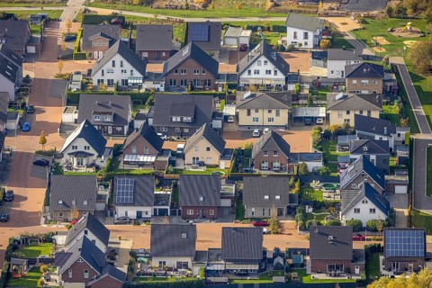 Aerial view, residential park Schulze-Everding, new construction area, Bockum-Hövel, Hamm, Ruhr