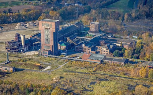 Aerial view, former Ost Heinrich Robert colliery, Pelkum, Hamm, Ruhr area, North Rhine-Westphalia,