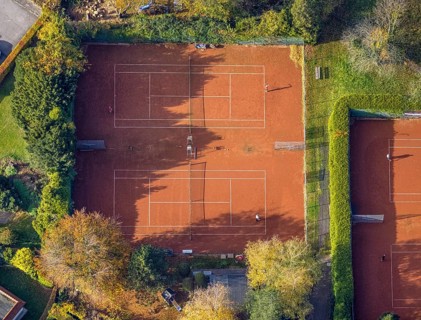 Aerial view, tennis courts Weingarten, Rhynern, Hamm, Ruhr area, North Rhine-Westphalia, Germany,