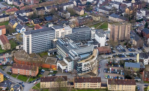 Aerial view, hospital St. Anna Hospital, Herne, Ruhr area, North Rhine-Westphalia, Germany, DE,