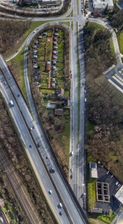 Aerial view, allotment garden association Eigene Scholle between federal road B226 Dorstener Straße