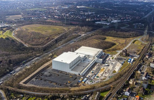 Aerial view, frozen food logistics company Nordfrost on the site of the former colliery Unser Fritz