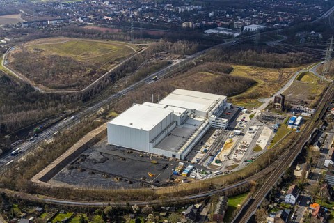 Aerial view, frozen food logistics company Nordfrost on the site of the former colliery Unser Fritz