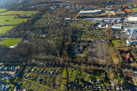 Aerial view, animal park Hamm, climbing park Hamm, new car park at the animal park Hamm, Hamm, Ruhr