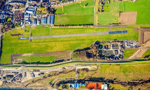 Aerial photo, Lippewiesen, reconstruction of Lippe meadows between Hamm-Lippewiesen airfield and