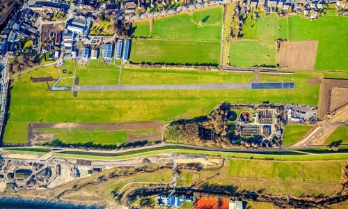 Aerial photo, Lippewiesen, reconstruction of Lippe meadows between Hamm-Lippewiesen airfield and
