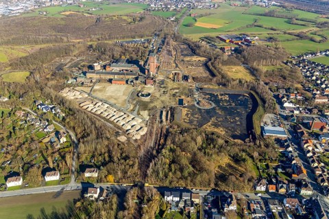 Aerial view, former Ost Heinrich Robert colliery, Wiescherhöfen, Hamm, Ruhr area, North