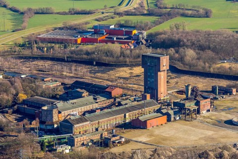Aerial view, former Ost Heinrich Robert colliery, Wiescherhöfen, Hamm, Ruhr area, North