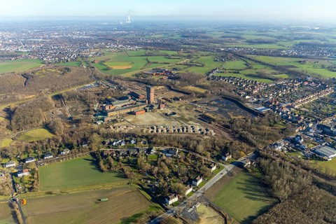 Aerial view, former Ost Heinrich Robert mine, Wiescherhöfen, Hamm, Ruhr area, North