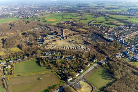 Aerial view, former Ost Heinrich Robert colliery, Wiescherhöfen, Hamm, Ruhr area, North