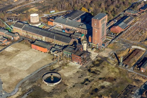 Aerial view, former Ost Heinrich Robert colliery, Wiescherhöfen, Hamm, Ruhr area, North
