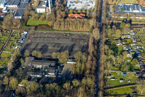 Aerial photo, Hamm zoo, Hamm climbing park, new car park at Hamm zoo, Hamm, Ruhr area, North