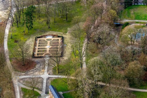 Aerial view, Gradierwerksgarten im spa garden Hamm, Bad Hamm, Hamm, Ruhr area, North