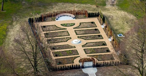 Aerial view, Gradierwerksgarten im spa garden Hamm, Bad Hamm, Hamm, Ruhr area, North