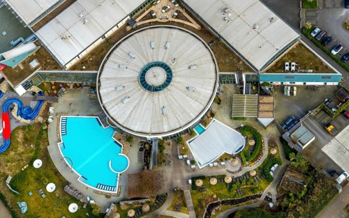 Aerial view, Maximare Erlebnistherme, adventure pool, Bad Hamm, Hamm, Ruhr area, North