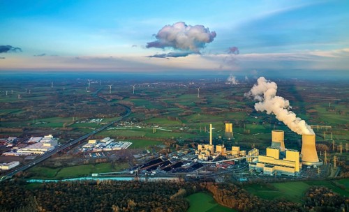 Aerial view, RWE power plant Westfalen, Schmehausen, power plant shutdown, Uentrop, Hamm, Ruhr