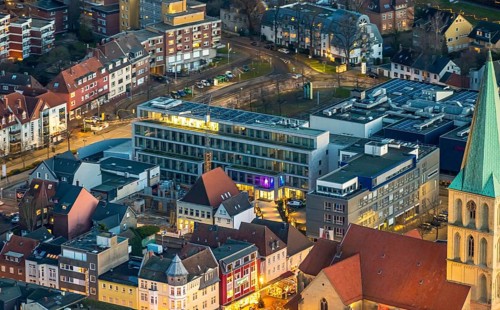 Aerial view, Press House Hamm, Westfälischer Anzeiger, editorial office building, Lippewellle Hamm