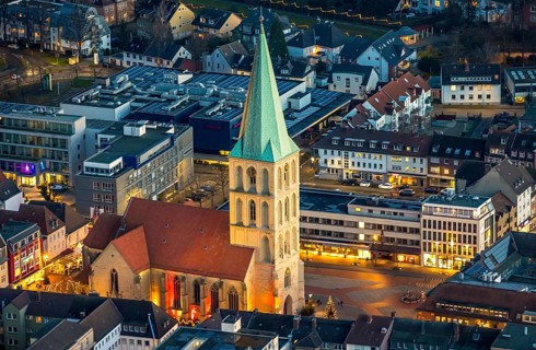 Aerial view, Press House Hamm, Westfälischer Anzeiger, editorial office building, Lippewellle Hamm