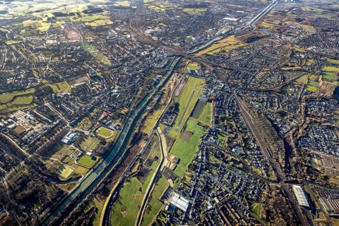 Aerial photo, Hamm-Lippewiesen airfield, Lippe reconstruction, Hamm on the water, Datteln-Hamm