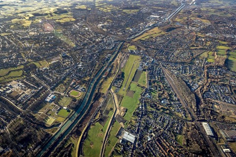 Aerial photo, Hamm-Lippewiesen airfield, Lippe reconstruction, Hamm on the water, Datteln-Hamm