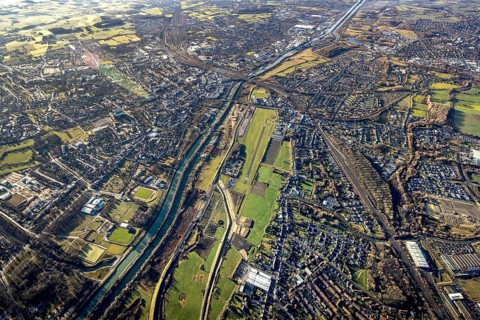 Aerial photo, Hamm-Lippewiesen airfield, Lippe reconstruction, Hamm on the water, Datteln-Hamm