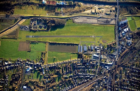 Aerial photo, Hamm-Lippewiesen airfield, Lippe reconstruction, Hamm on the water, Datteln-Hamm