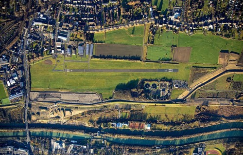 Aerial photo, Hamm-Lippewiesen airfield, Lippe reconstruction, Hamm on the water, Datteln-Hamm