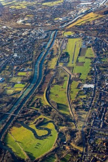 Aerial photo, Hamm-Lippewiesen airfield, Lippe reconstruction, Hamm on the water, Datteln-Hamm