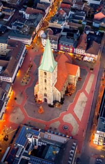 Aerial view, city centre Hamm, Pauluskirche, market place without Christmas market, centre, Hamm,