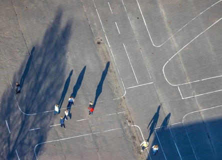 Aerial view, Maximilian Primary School Uentrop, schoolyard, OGS, open all-day school, Uentrop,