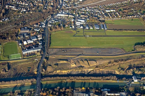 Aerial photo, Hamm-Lippewiesen airfield, Lippe reconstruction, Hamm on the water, Datteln-Hamm