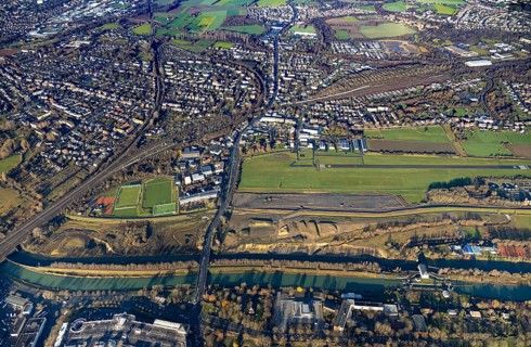 Aerial photo, Hamm-Lippewiesen airfield, Lippe reconstruction, Hamm on the water, Datteln-Hamm