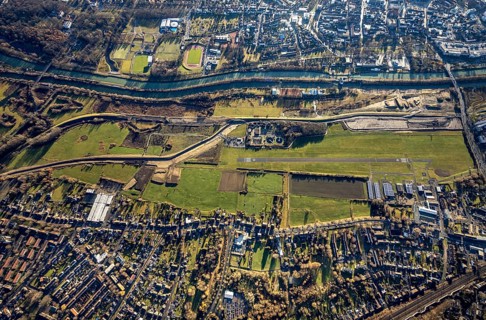 Aerial photo, Hamm-Lippewiesen airfield, Lippe reconstruction, Hamm on the water, Datteln-Hamm