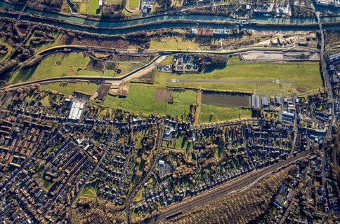 Aerial photo, Hamm-Lippewiesen airfield, Lippe reconstruction, Hamm on the water, Datteln-Hamm