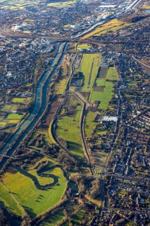 Aerial photo, Hamm-Lippewiesen airfield, Lippe reconstruction, Hamm on the water, Datteln-Hamm