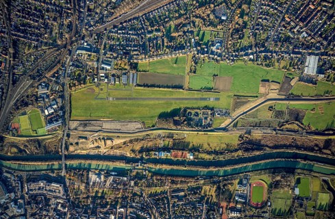 Aerial photo, Hamm-Lippewiesen airfield, Lippe reconstruction, Hamm on the water, Datteln-Hamm