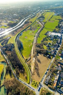 Aerial photo, Lippewiesen, reconstruction of Lippe meadows between Hamm-Lippewiesen airfield and