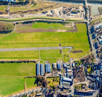 Aerial photo, Lippewiesen, reconstruction of Lippe meadows between Hamm-Lippewiesen airfield and