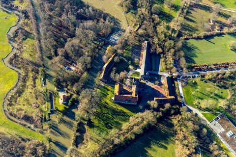 Aerial view, Schloss Heessen public school and boarding school, Hamm, Ruhr area, North