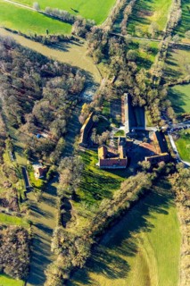Aerial view, Schloss Heessen public school and boarding school, Hamm, Ruhr area, North