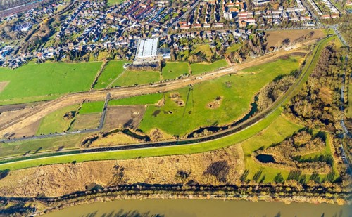 Aerial photo, Lippewiesen, reconstruction of Lippe meadows between Hamm-Lippewiesen airfield and