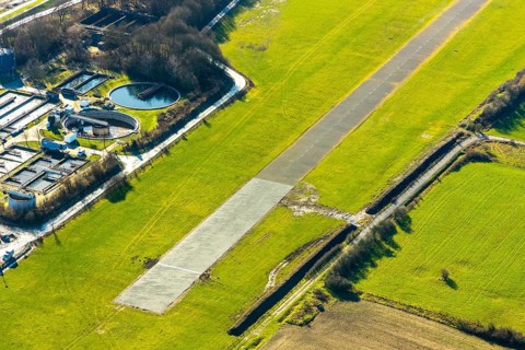 Aerial photo, Lippewiesen, reconstruction of Lippe meadows between Hamm-Lippewiesen airfield and