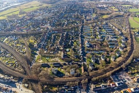 Aerial view, local view Hamm-Norden, Schottschleife, Hamm, Ruhr area, North Rhine-Westphalia,