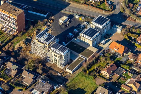 Aerial view, new construction project Augenweide, condominiums and penthouses, Grenzweg,