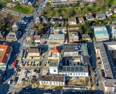 Aerial view, new construction office building Bismarckstraße, Hamm, Ruhr area, North