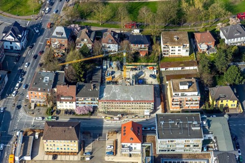 Aerial view, new construction office building Bismarckstraße, Hamm, Ruhr area, North