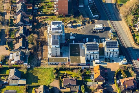 Aerial view, new construction project Augenweide, condominiums and penthouses, Grenzweg,