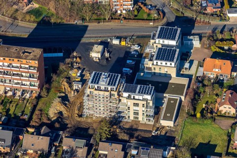 Aerial view, new construction project Augenweide, condominiums and penthouses, Grenzweg,