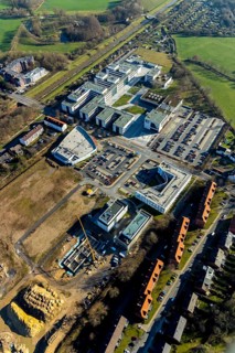 Aerial view, new development area SCI:Q Living, ParacelsusPark, Hamm-Lippstadt University,
