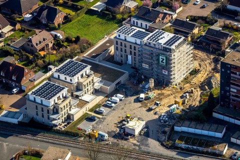Aerial view, new construction project Augenweide, condominiums and penthouses, Grenzweg,